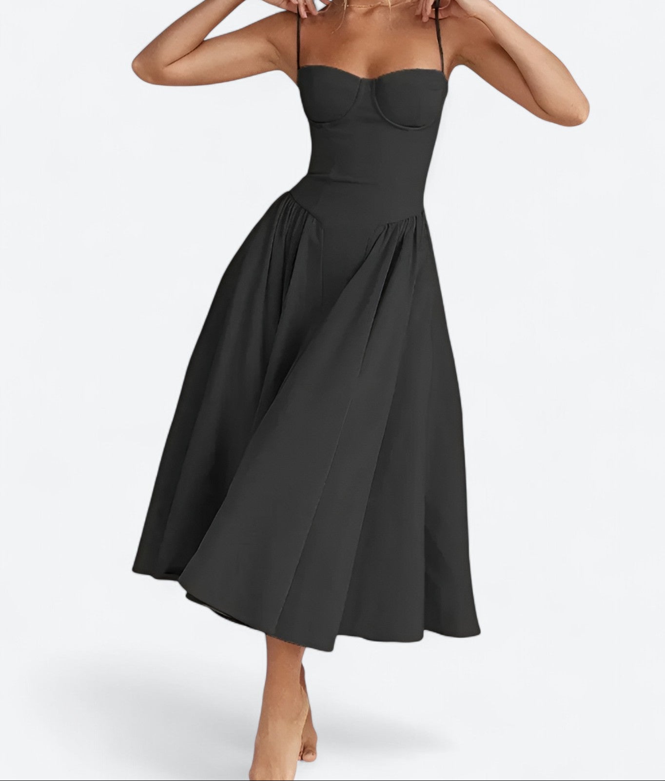 Sigrid | Vestido bustier sem mangas comprimento midi