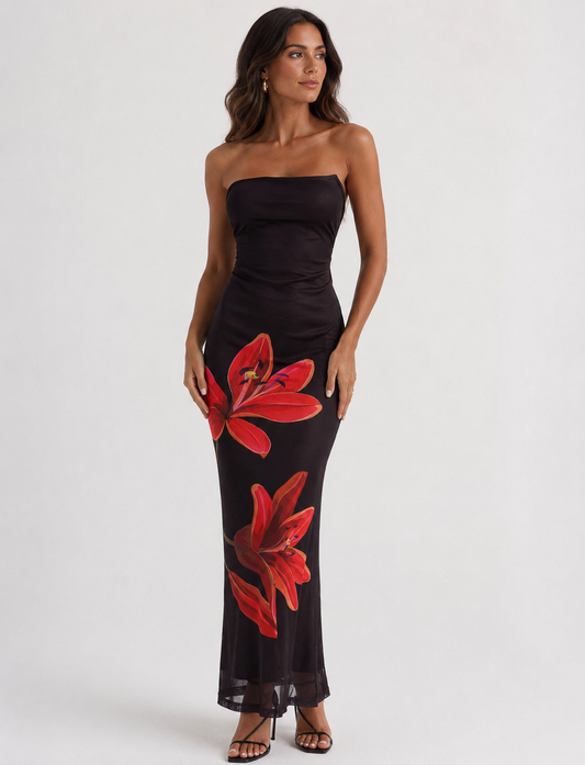 Svala | Vestido florido sem alças