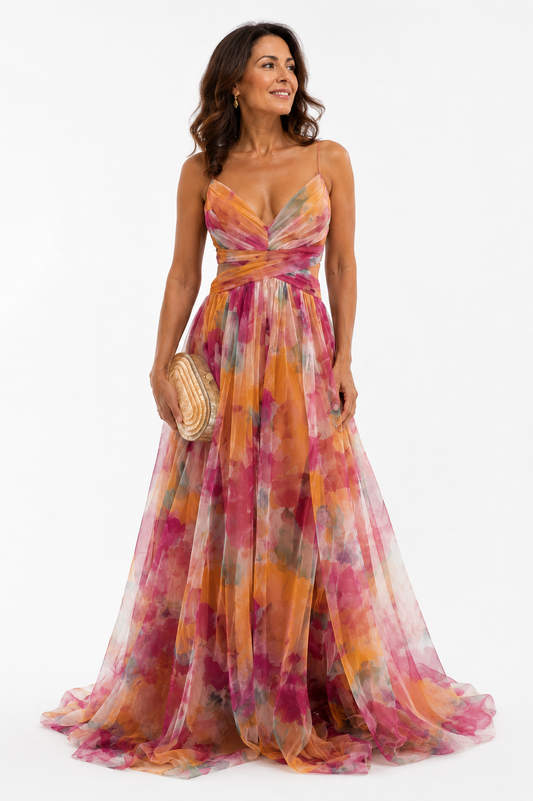 Éléonore | Vestido Longo Fluido Florido
