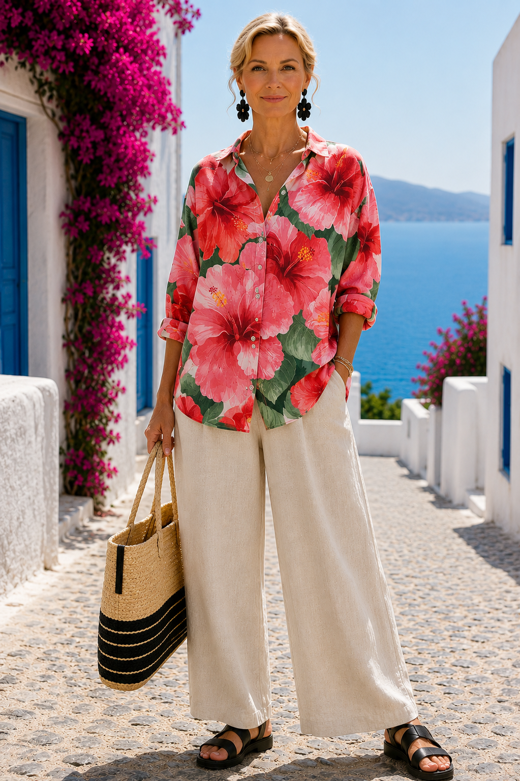 Camisa estilosa com estampa floral