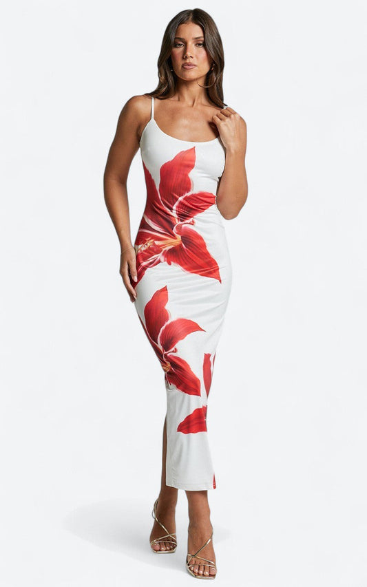 Iselin | Robe midi com flores