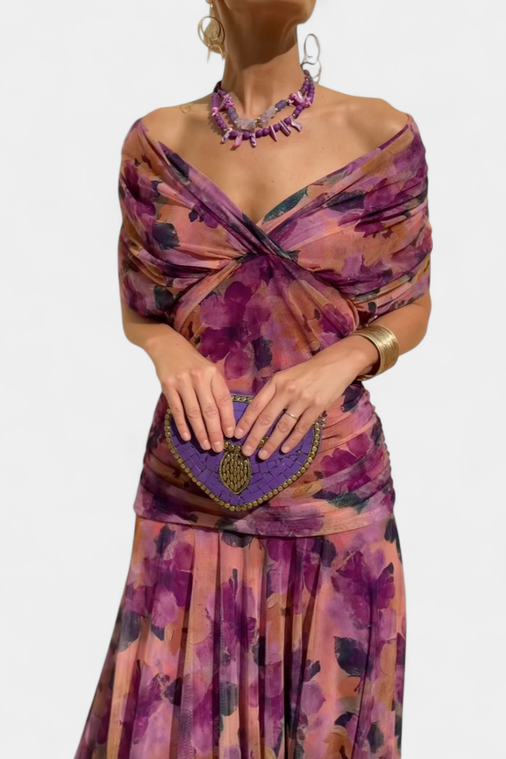 Alondra | Vestido Floral Longo com Decote em V