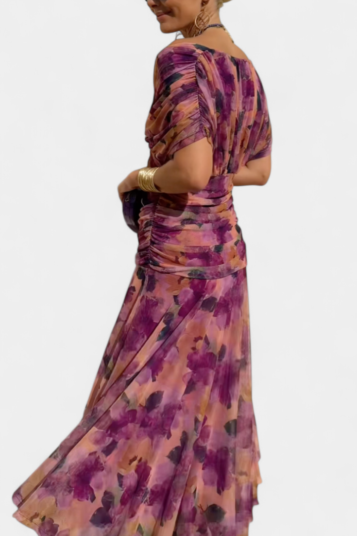 Alondra | Vestido Floral Longo com Decote em V