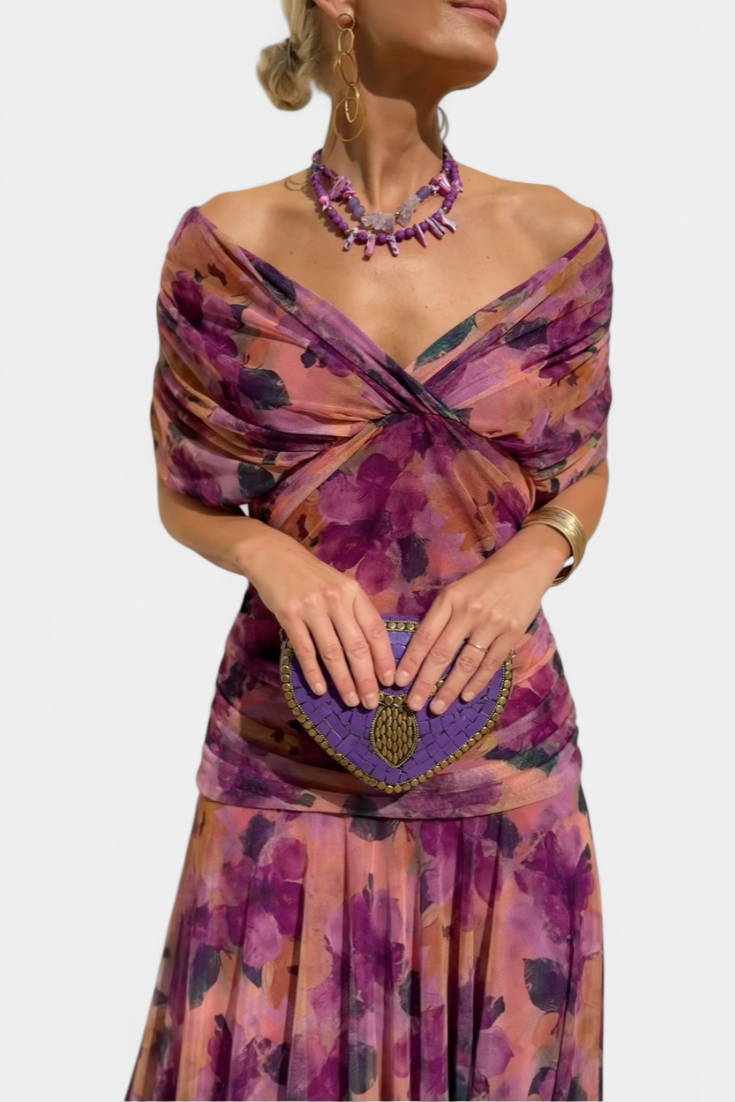 Alondra | Vestido Floral Longo com Decote em V