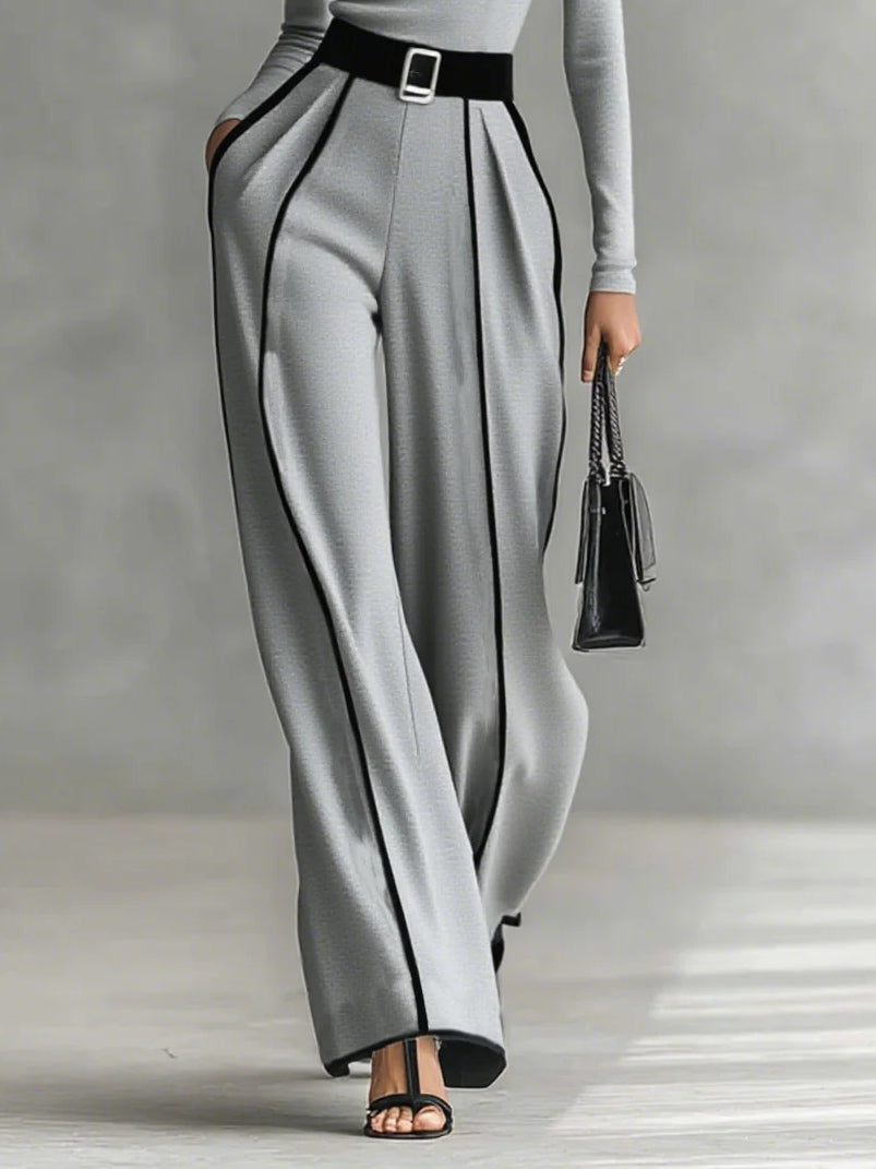 Céline | Conjunto Chic com Gola Alta & Calças Largas